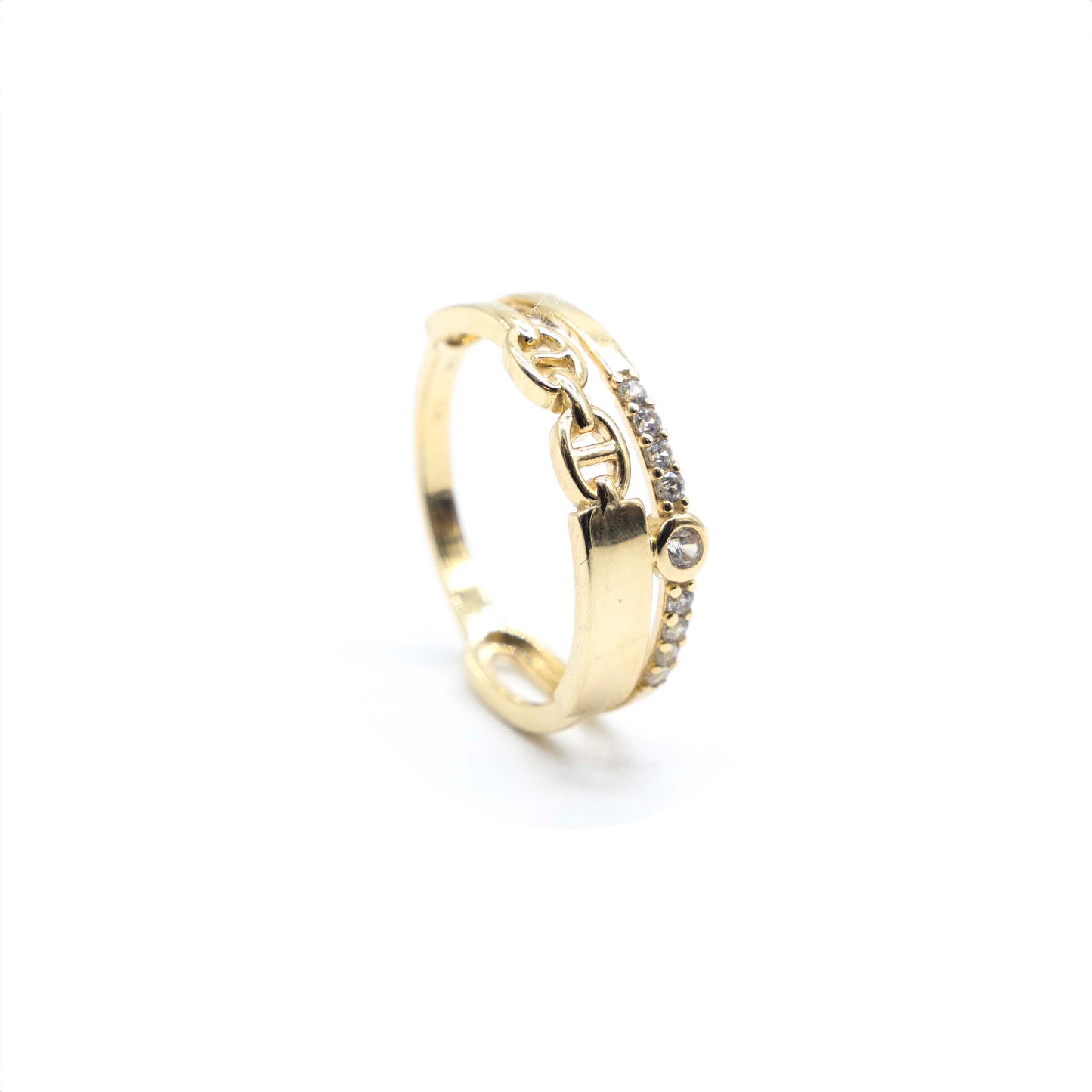 10K Gold Luxurious Band Ring with stones