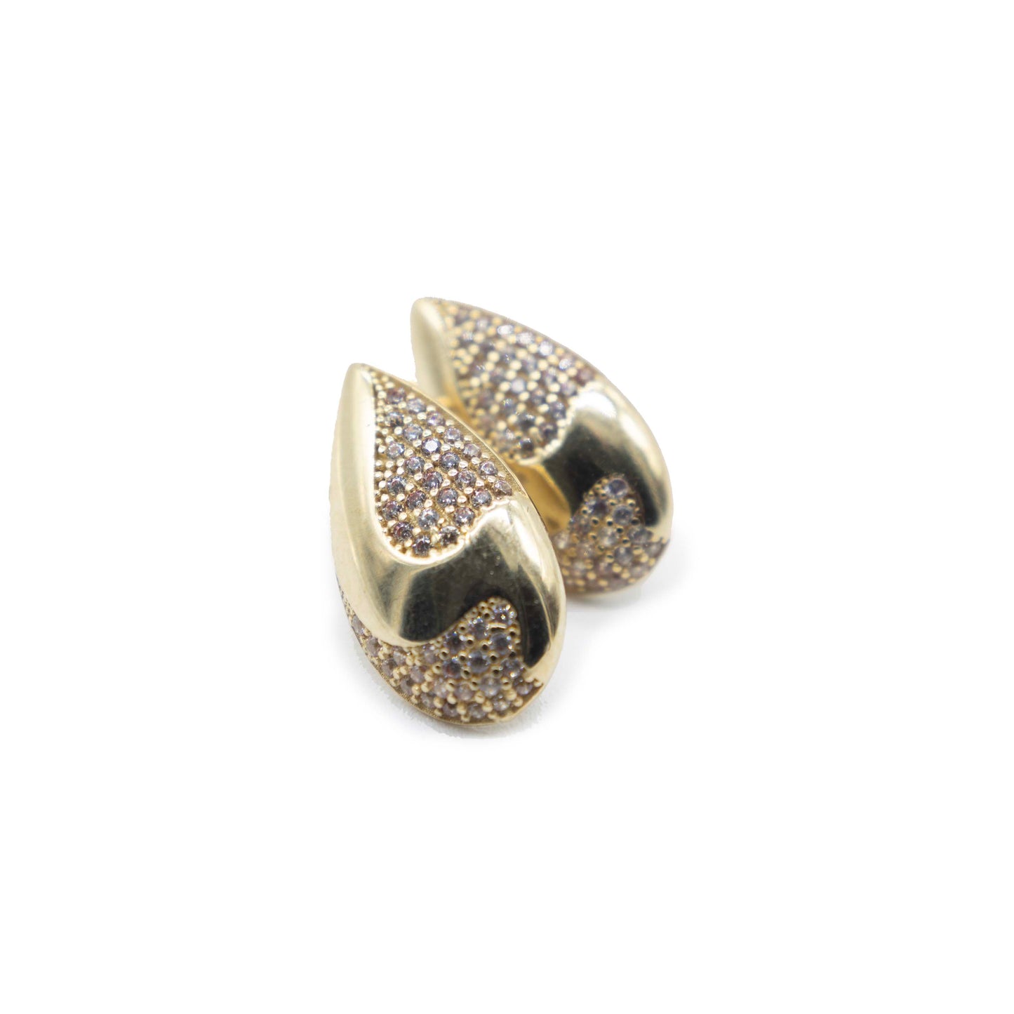 10K Gold Teardrop Earrings with zc Diamonds