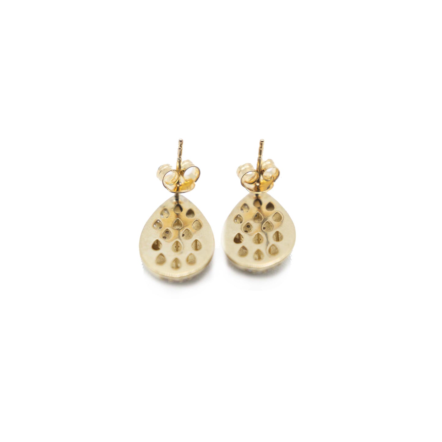 10K Gold Teardrop Earrings with zc Diamonds