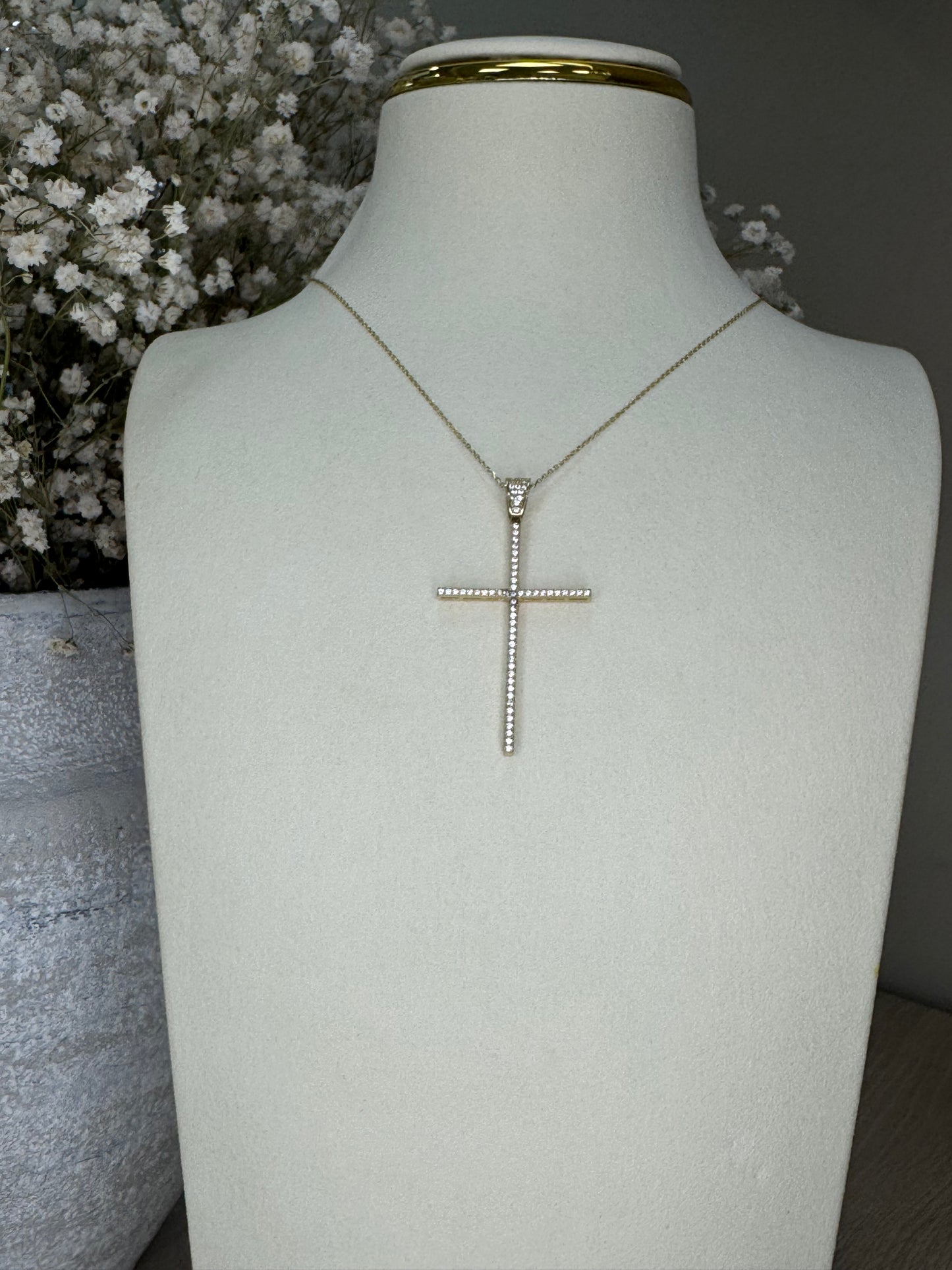 14k Gold chain with 10k cross pendant