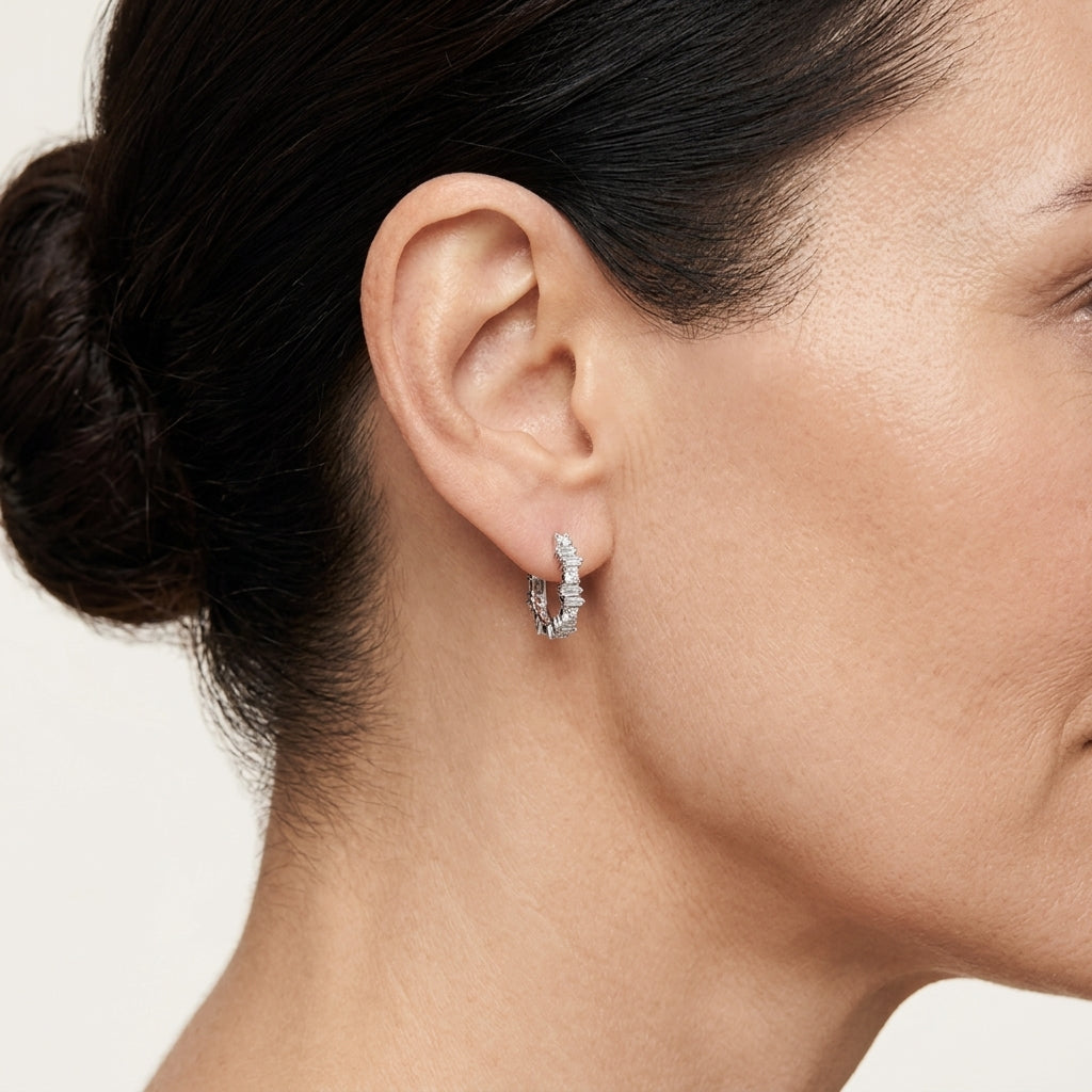 Sapphire & Diamond Hoop Earring