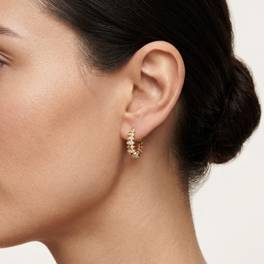 Sculptural Diamond Hoop Earring