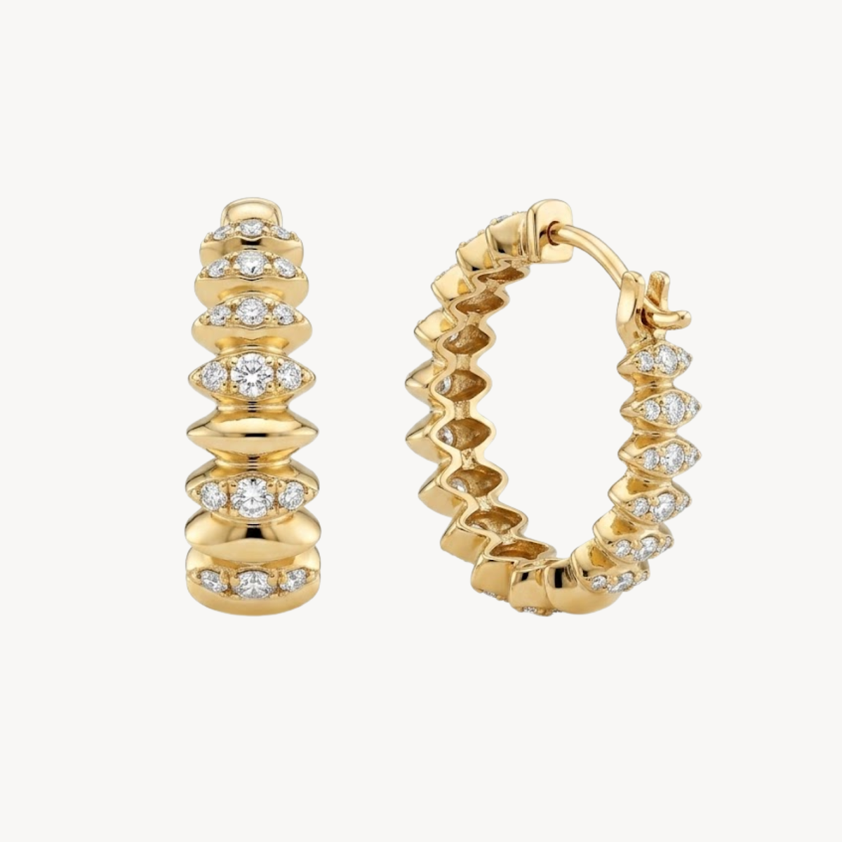 Sculptural Diamond Hoop Earring