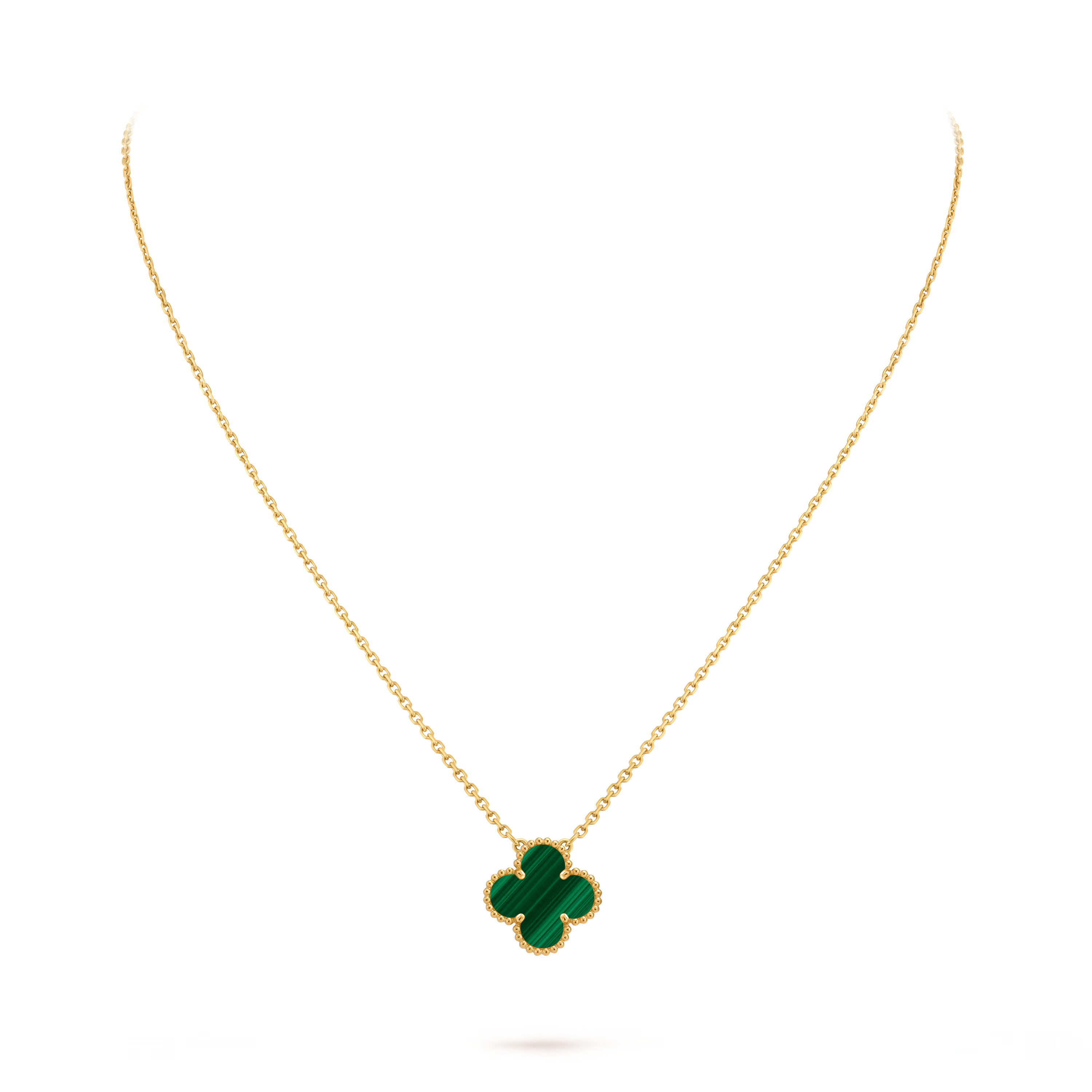 18k Gold One Clover Malachite necklace