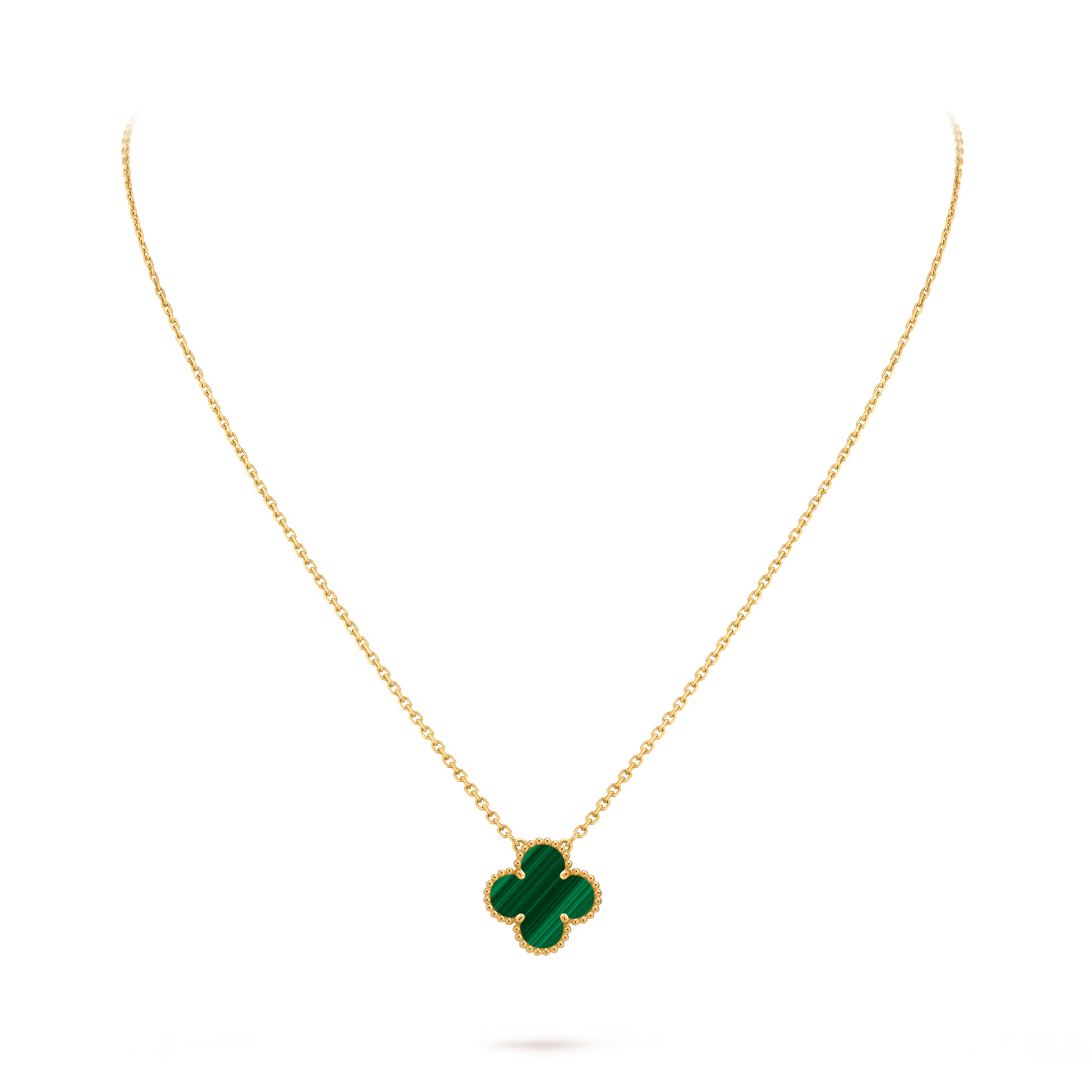 18k Gold One Clover Malachite necklace