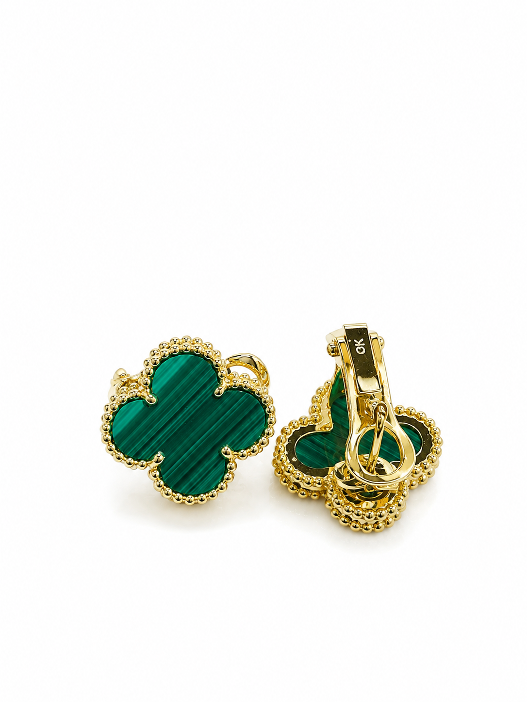 18k Gold Malachite Earrings