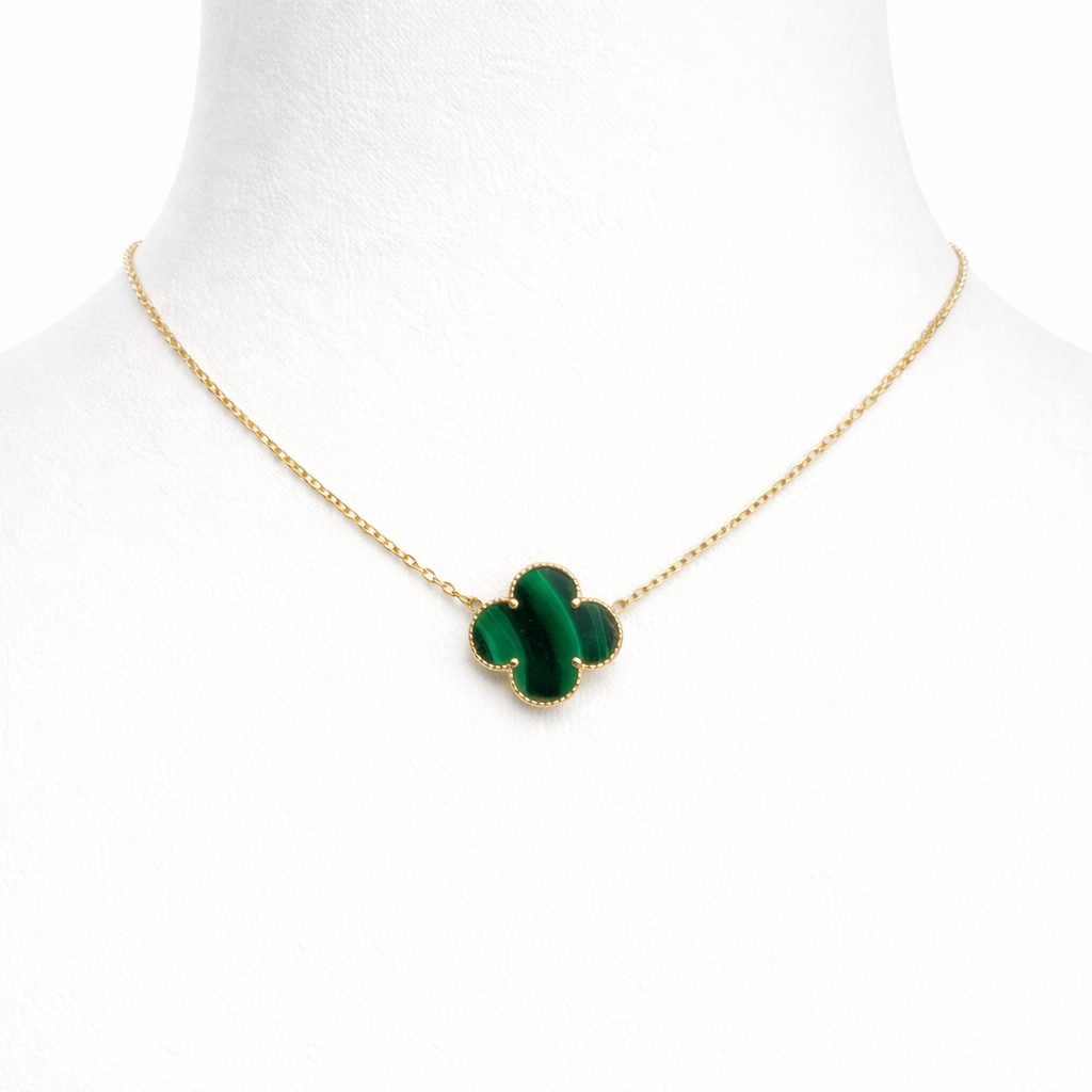 10K Gold one green clover chain