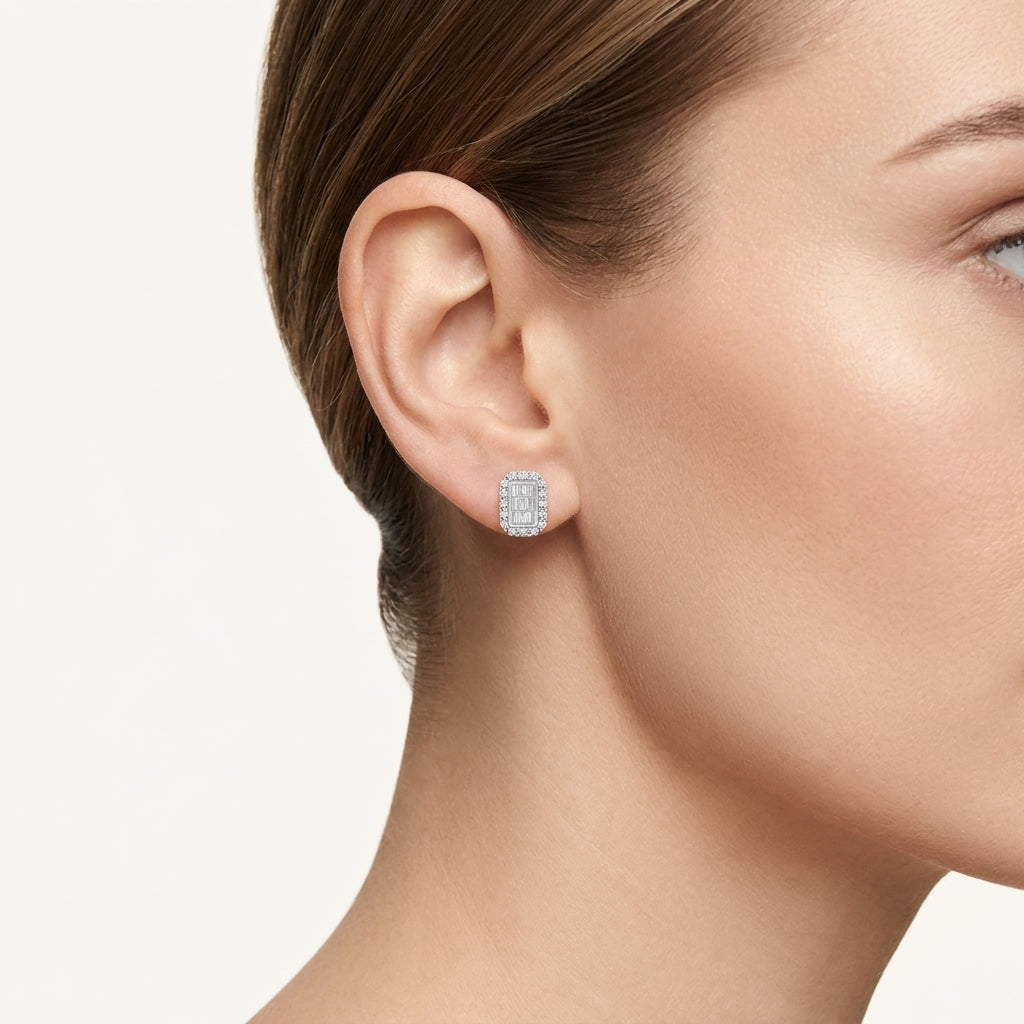 Sapphire Cushion Cluster Earring