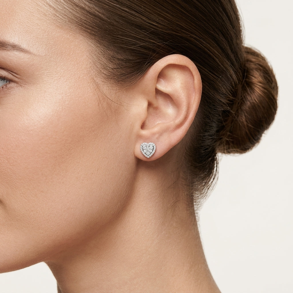 Diamond Heart Cluster Earring