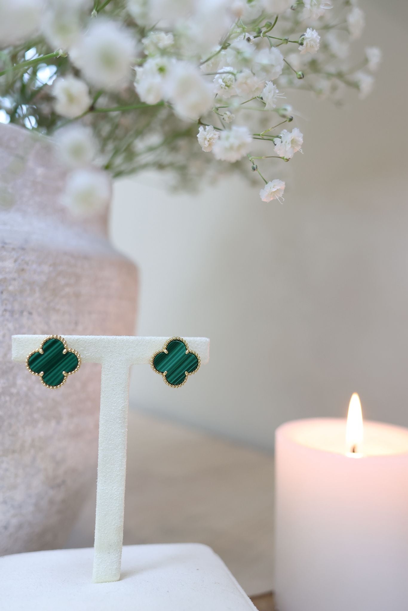 18k Gold Malachite Earrings