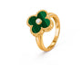 18k Gold Green Clover Ring