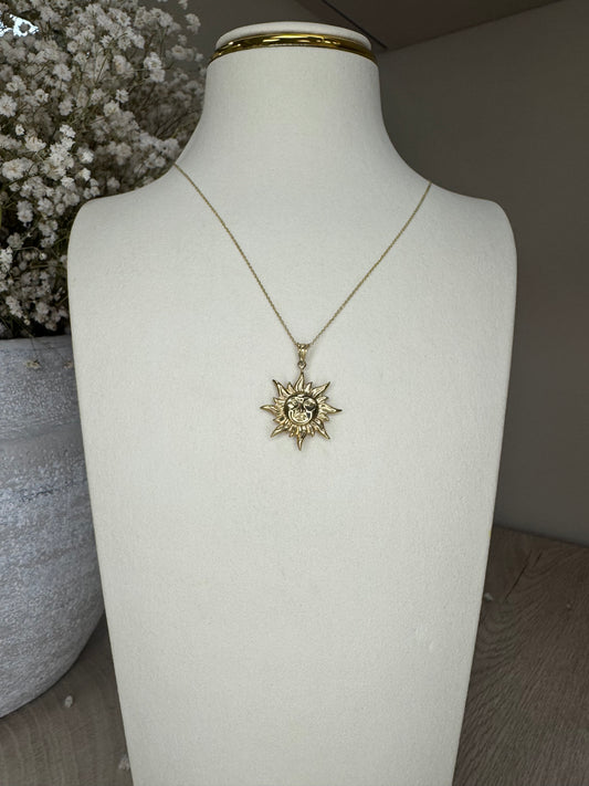 14k Gold chain with 10k gold sun pendant