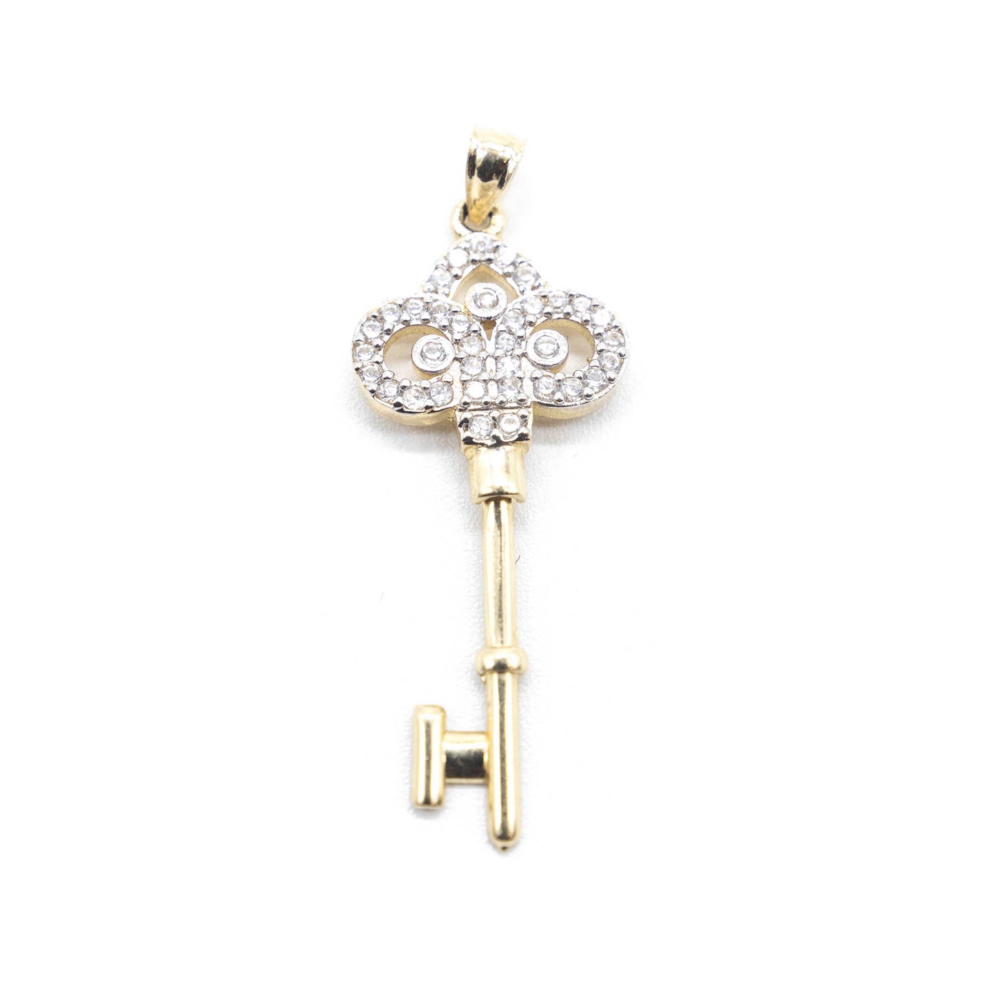 10K Gold Key Pendant with ZC Diamonds