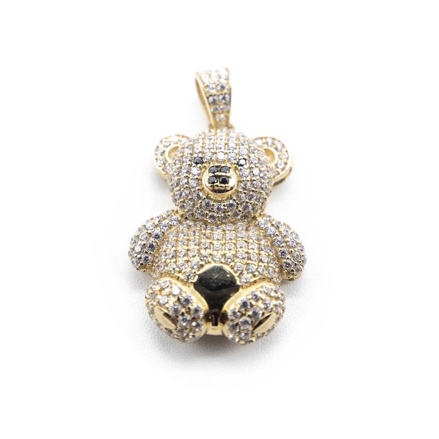 10K Gold Big Bear Pendant with Zc Diamonds.