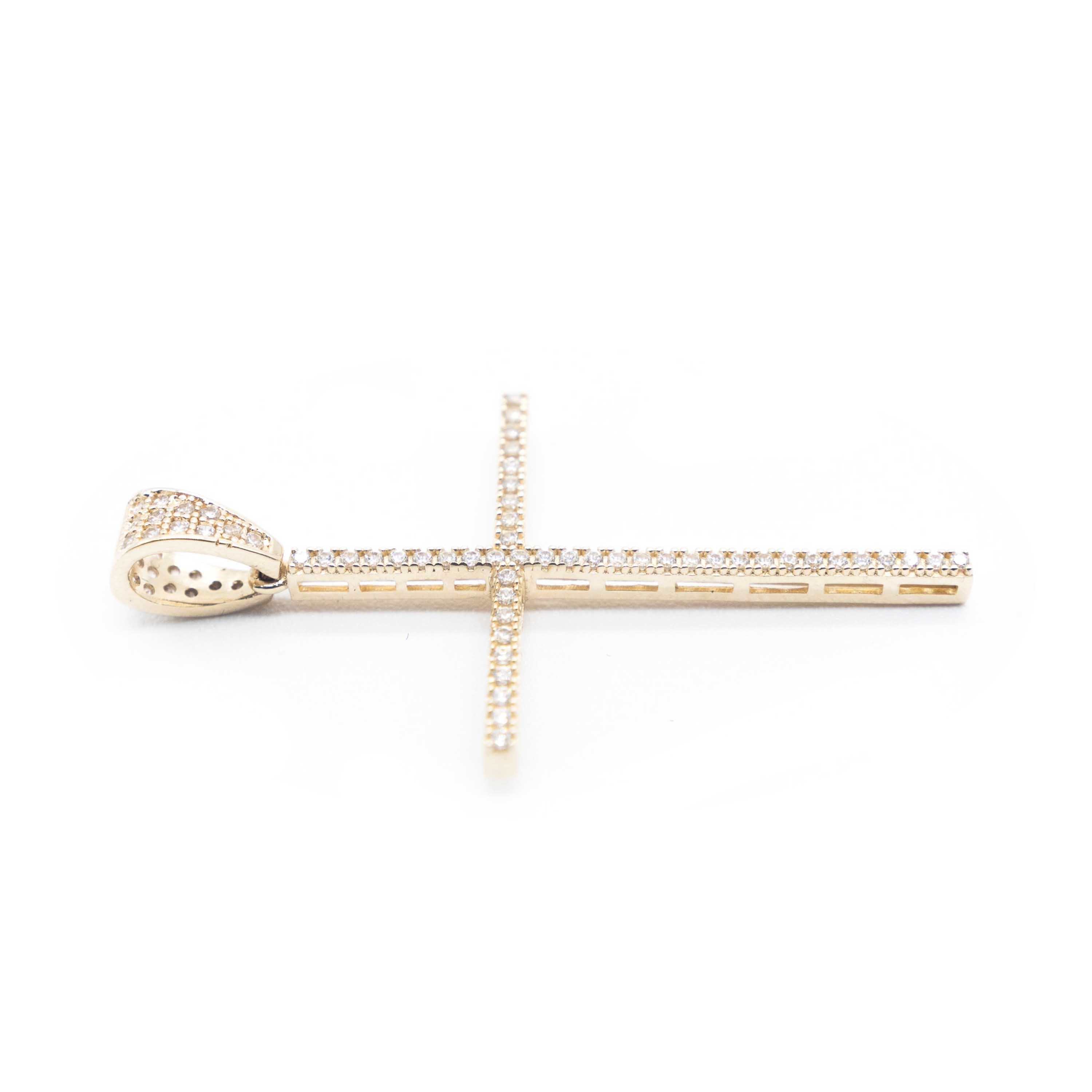 10K Gold Cross Pendant with zc Diamonds