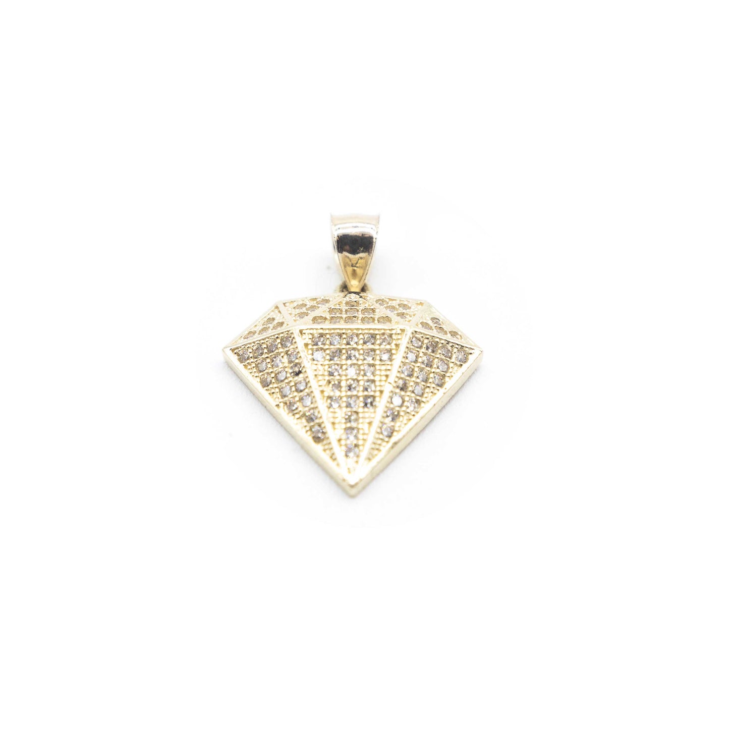 10K Gold Diamond-Shaped Pendant with ZC Diamonds