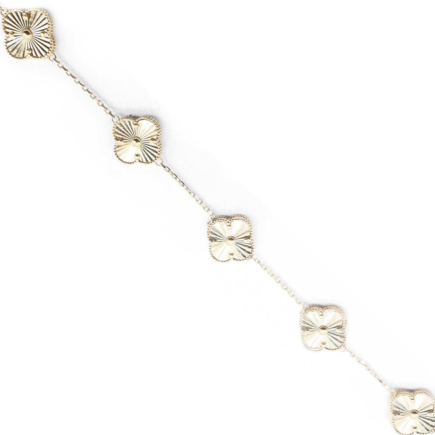 10K Gold 12 Fancy Clover Necklace VC style