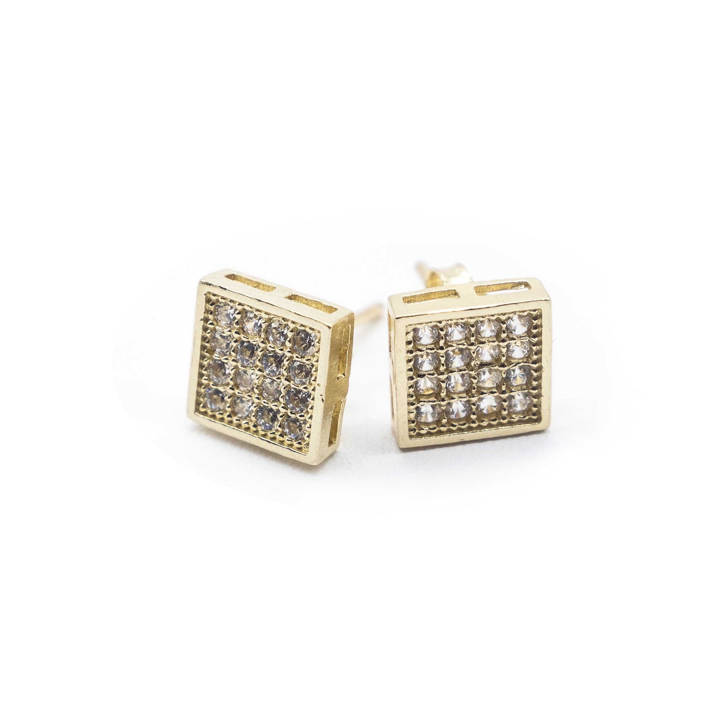 10K Gold Square with zc diamonds earrings