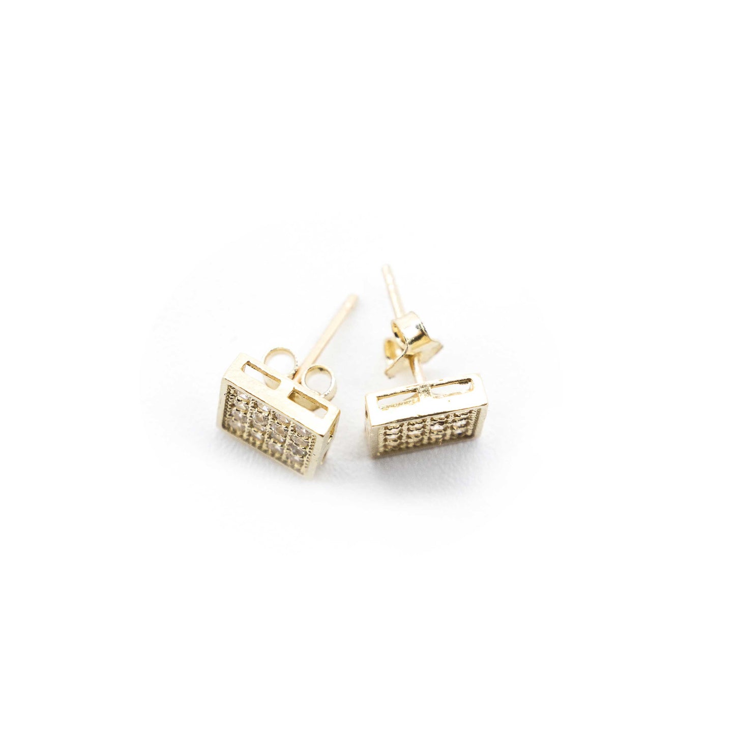 10K Gold Square with zc diamonds earrings