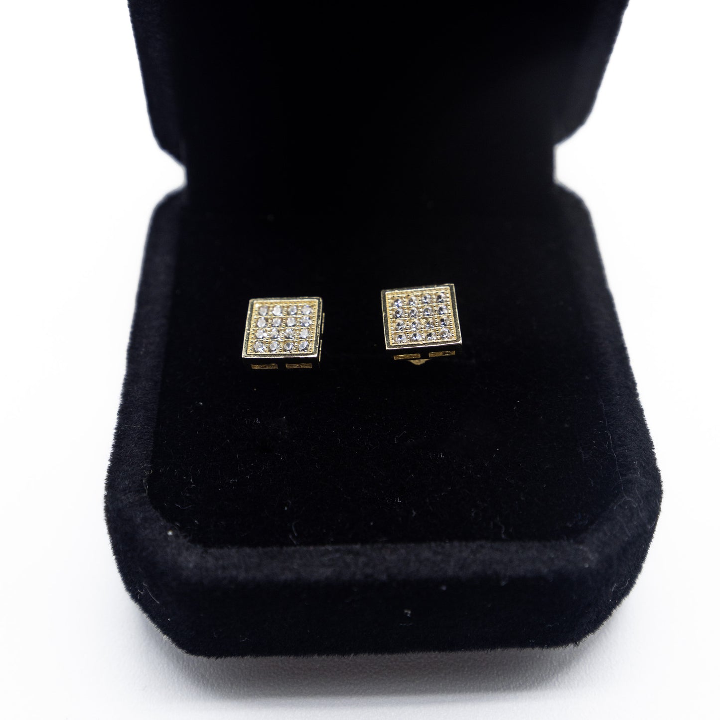 10K Gold Square with zc diamonds earrings