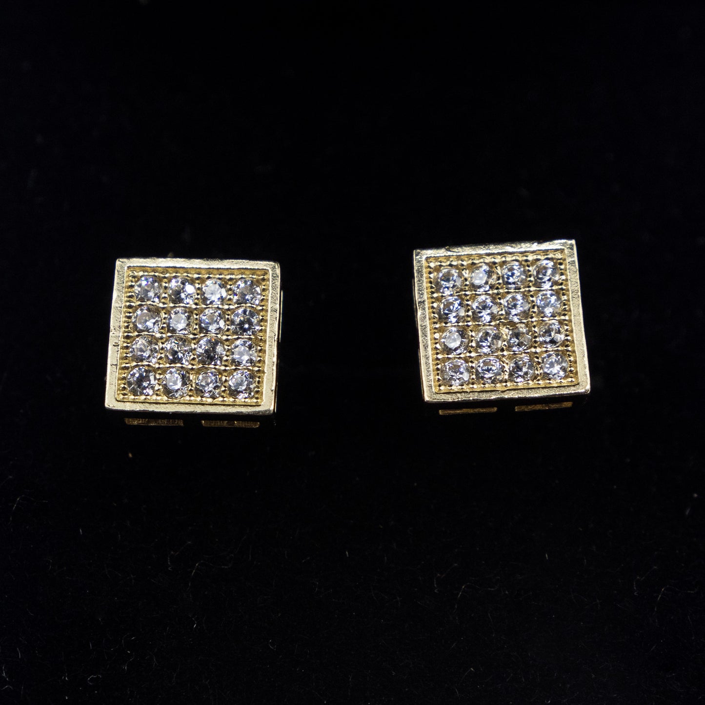 10K Gold Square with zc diamonds earrings