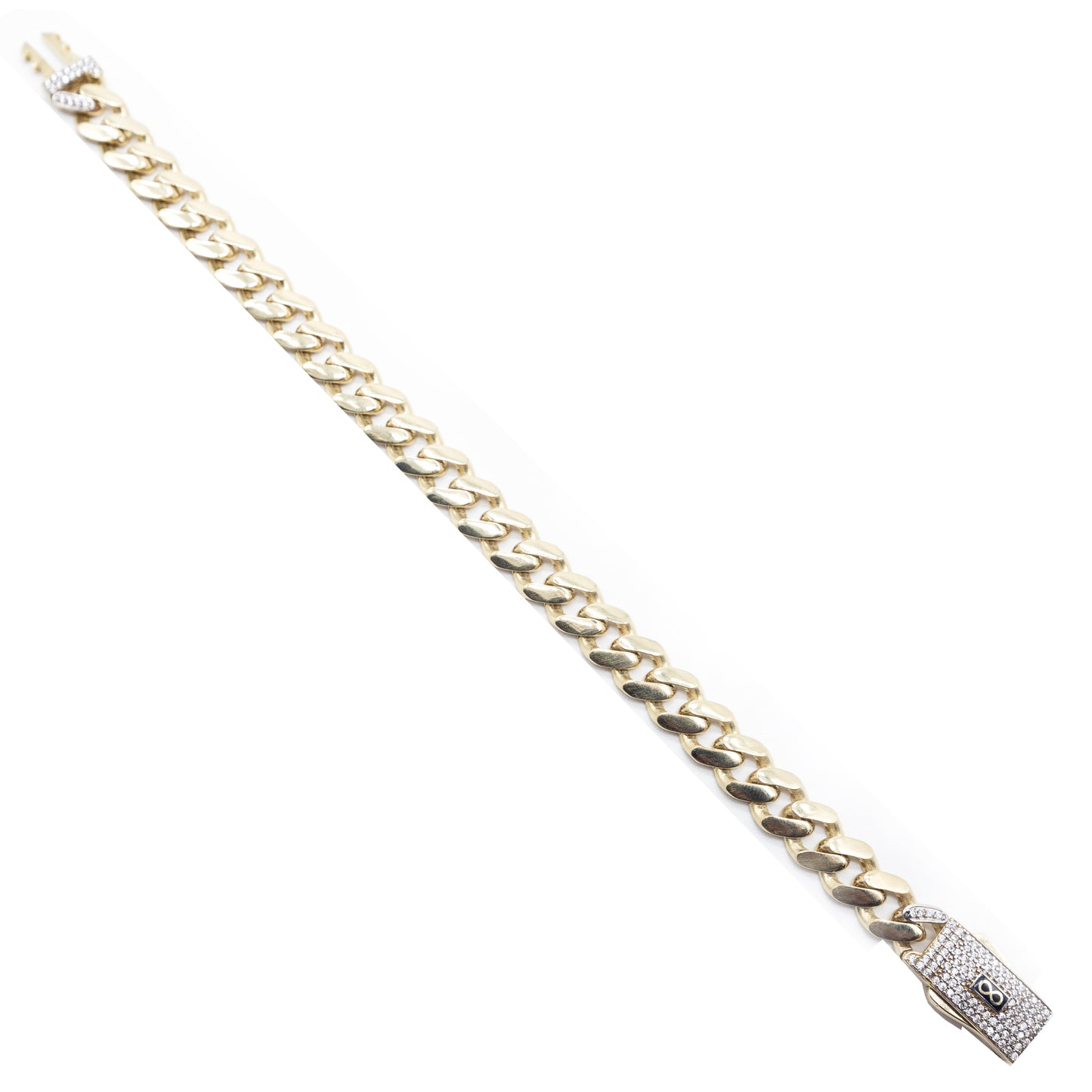 10K Monaco-Style Gold Bracelet with ZC Diamond Clasp