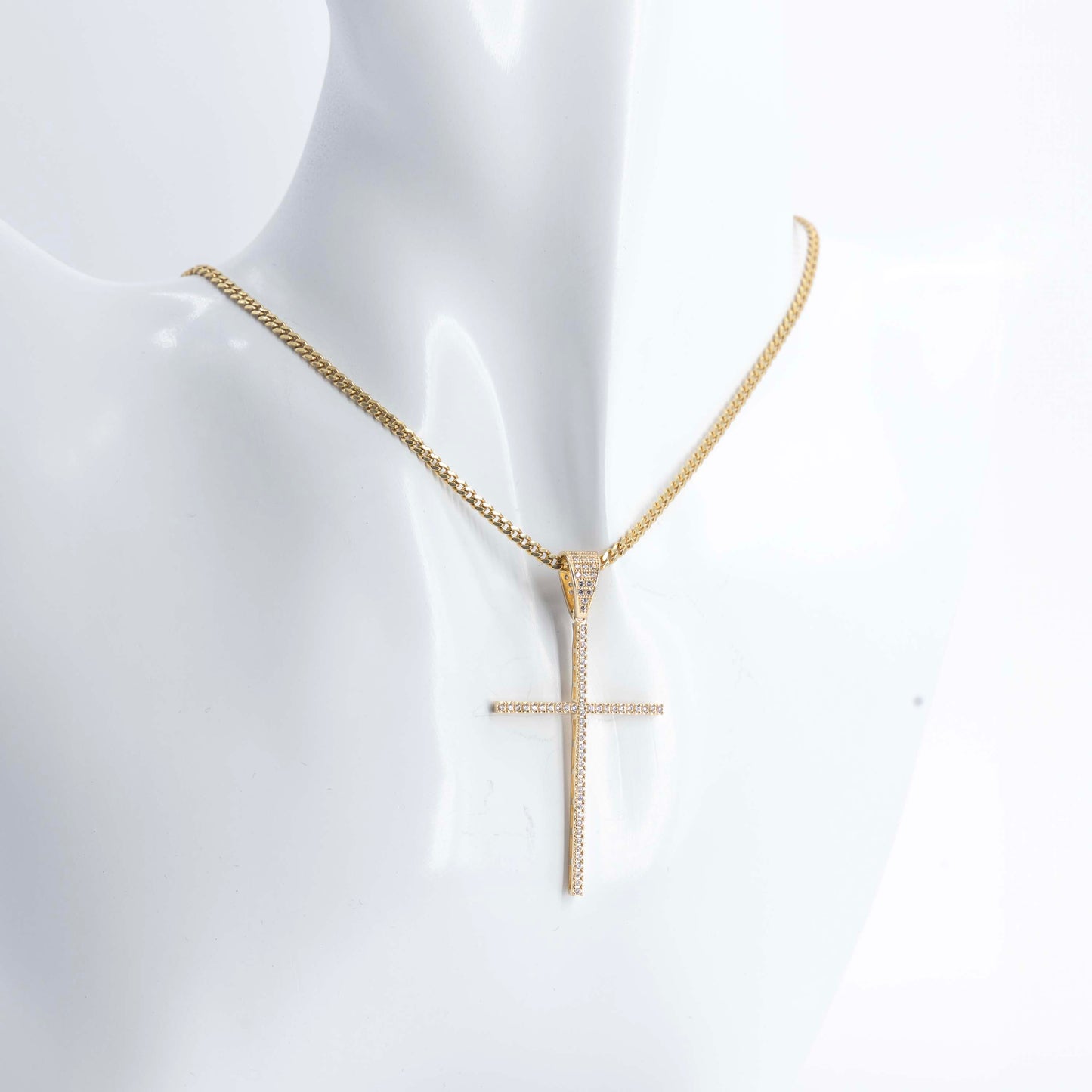 14K Gold Cuban Link with Cross Pendant