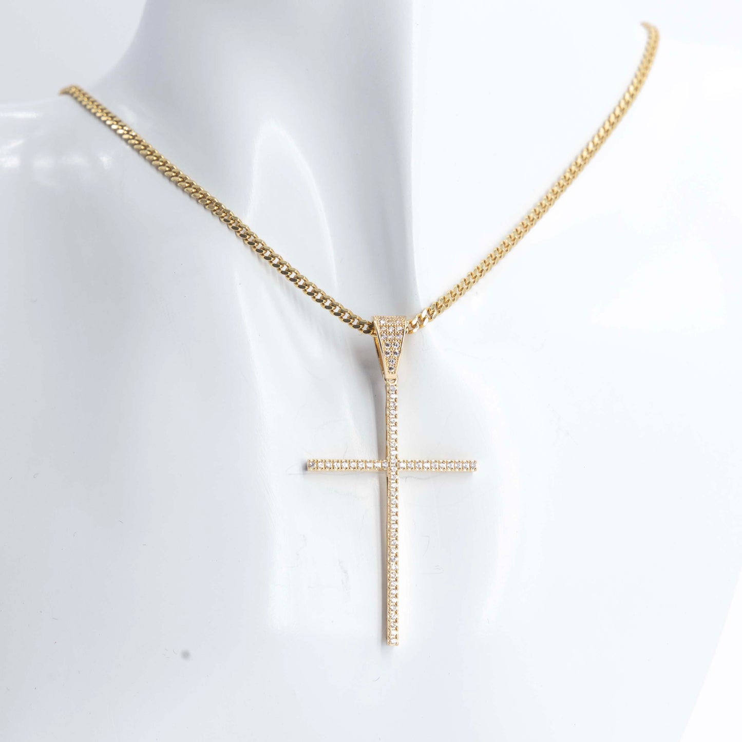 14K Gold Cuban Link with Cross Pendant