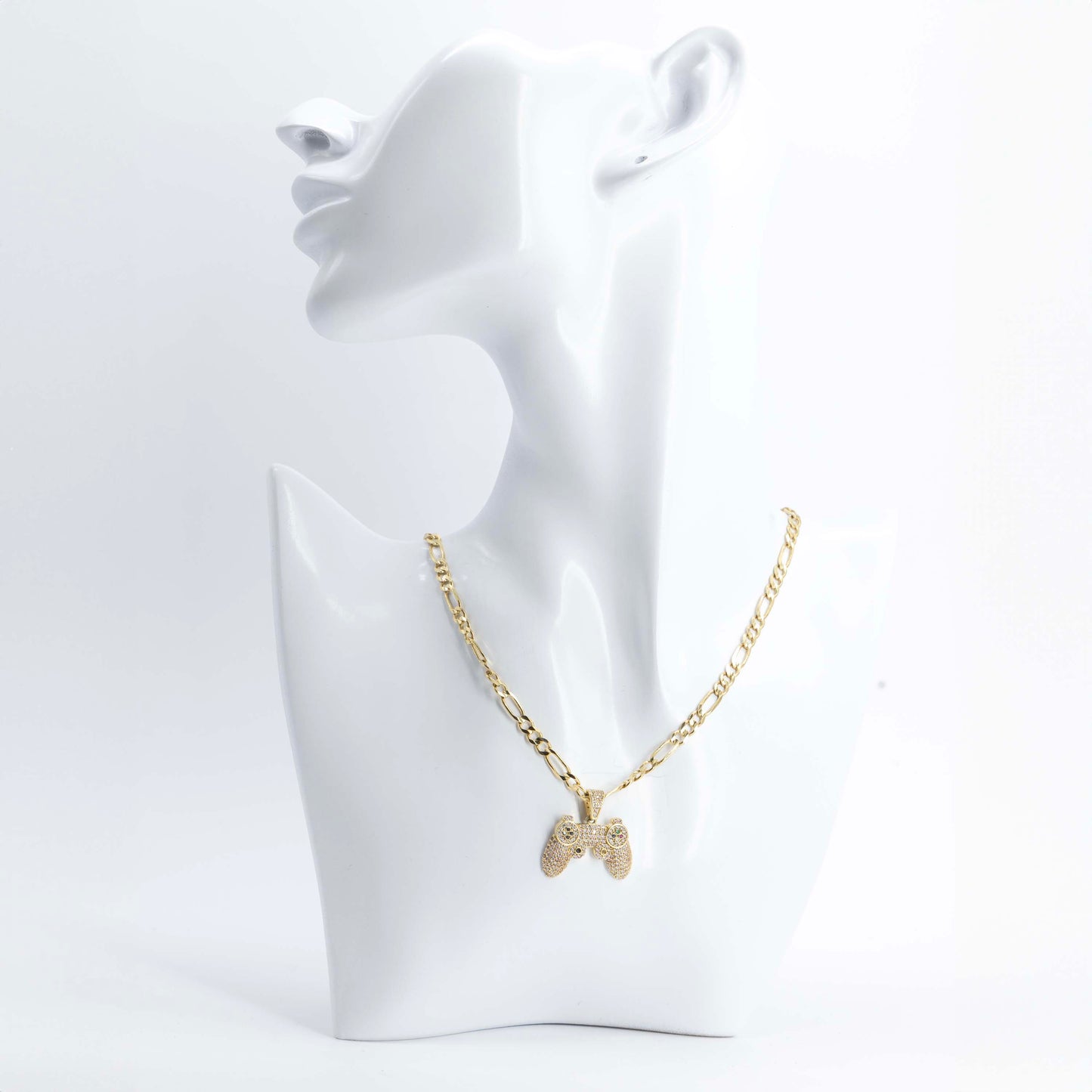 14K Gold Figaro Chain with Game Pendant