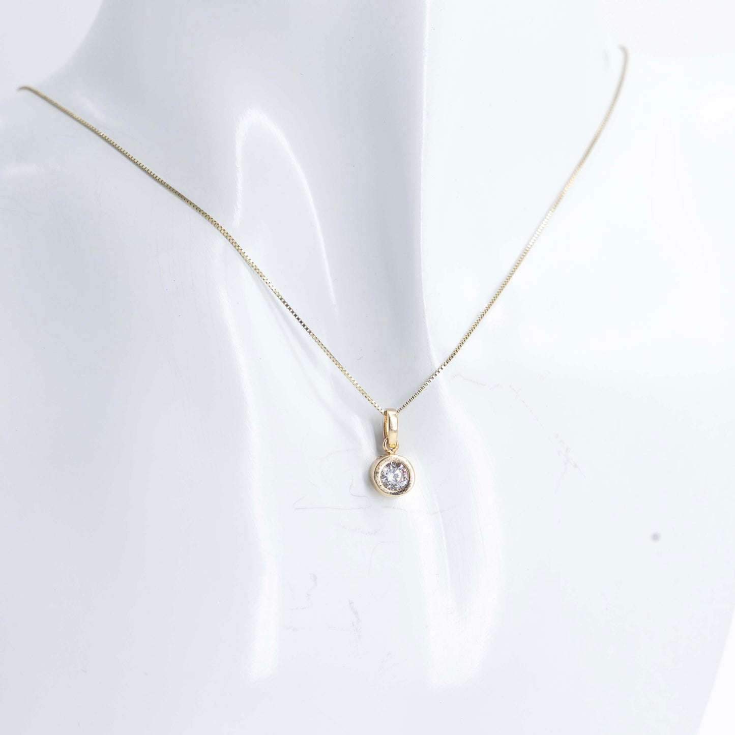 14K Gold Line Chain with Zc Diamond Pendant