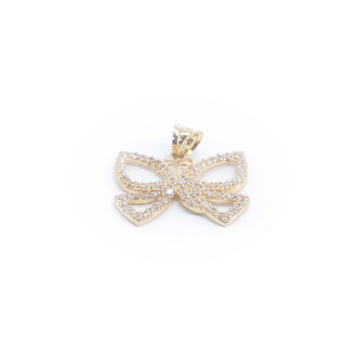 14k Gold Butterfly with Crystals Pendant