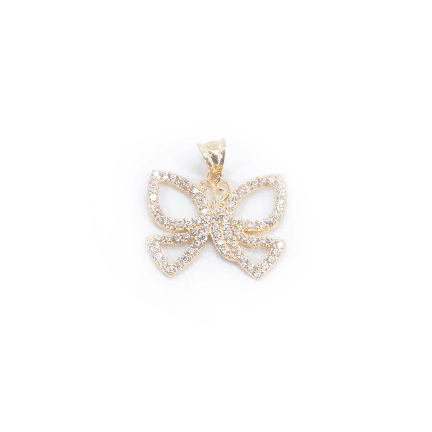 14k Gold Butterfly with Crystals Pendant