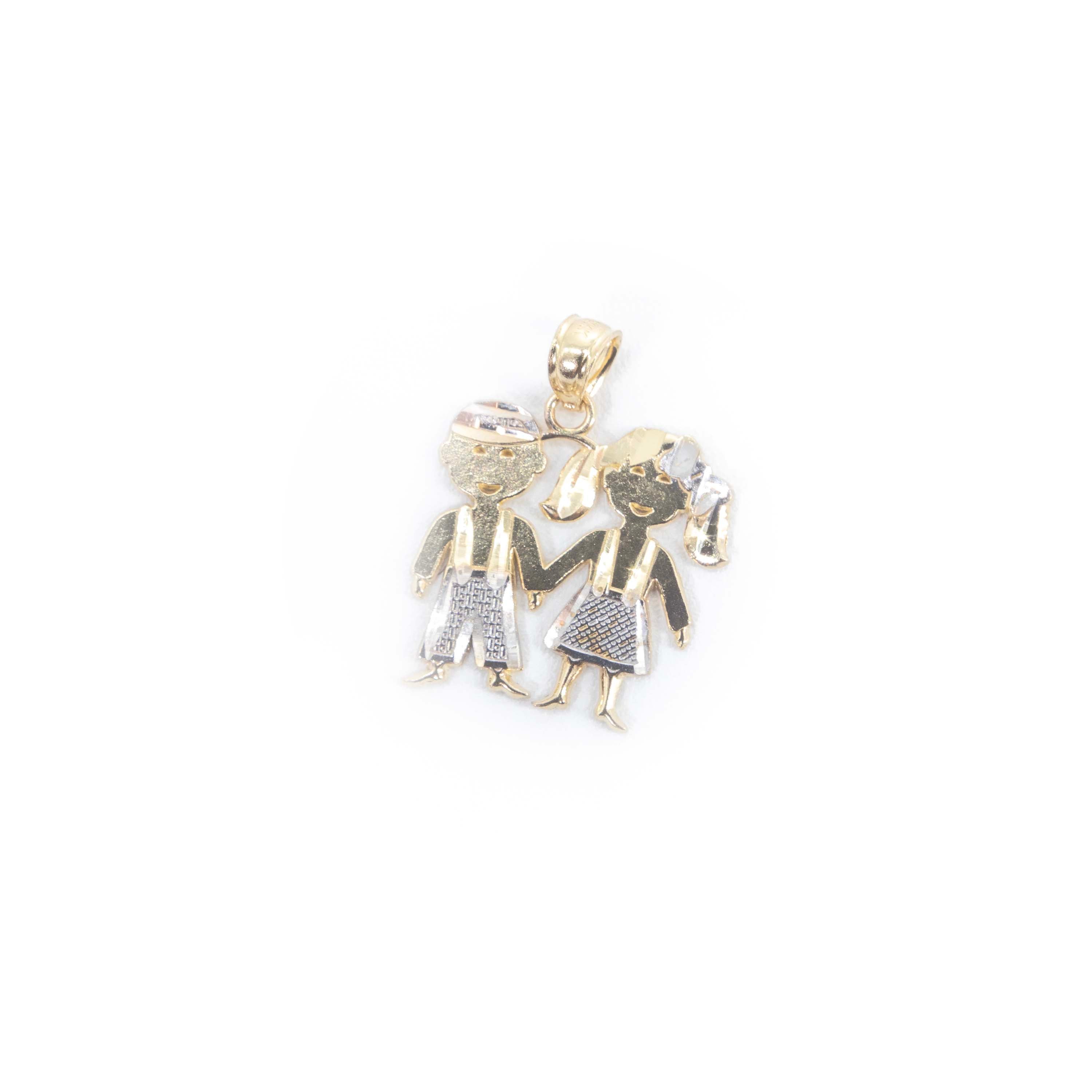 14k Gold Boy and Girl Pendant