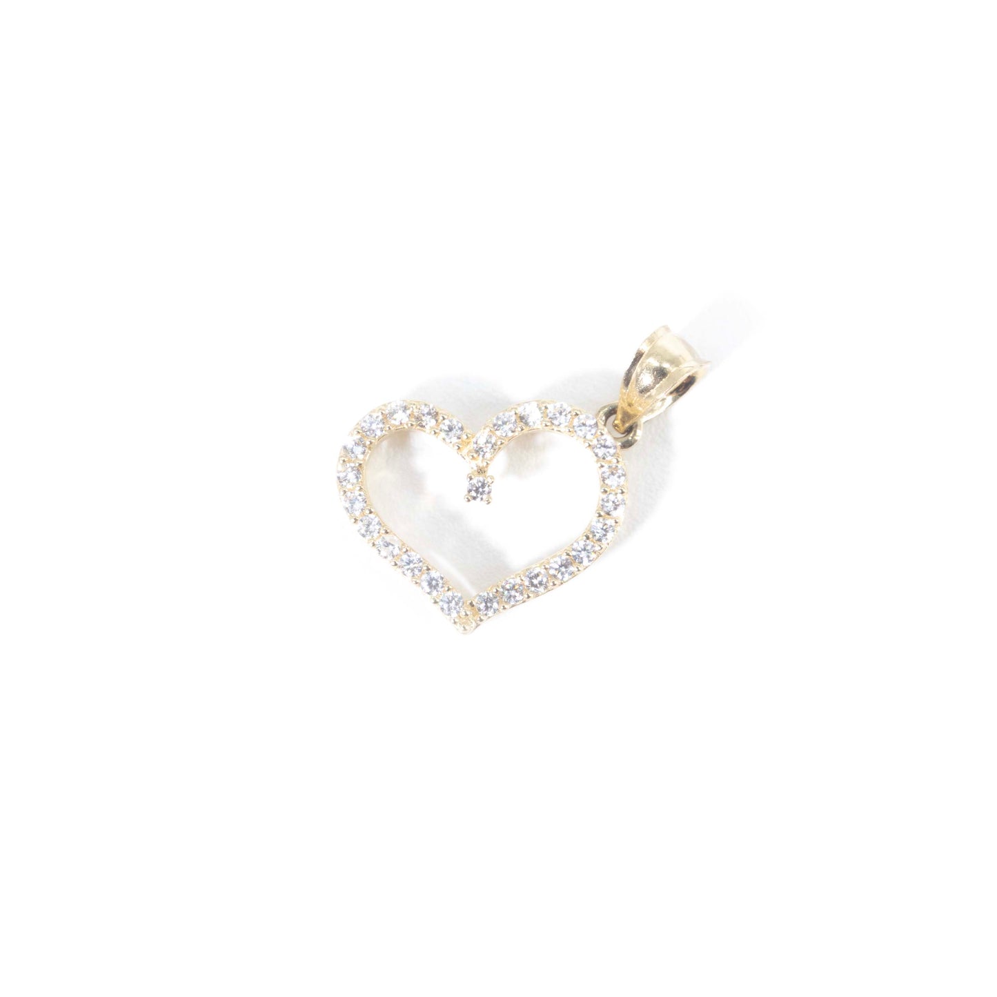 14k Gold Heart with Crystals Pendant