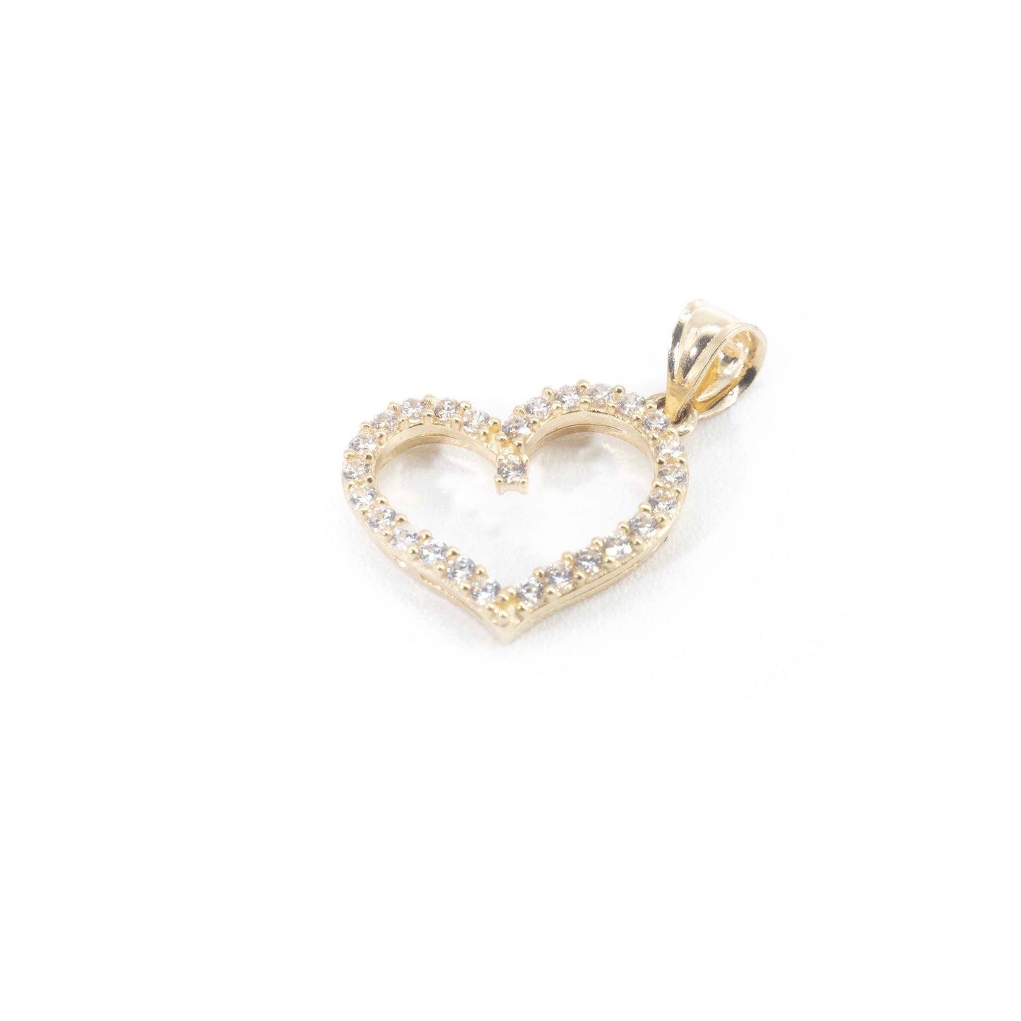 14k Gold Heart with Crystals Pendant