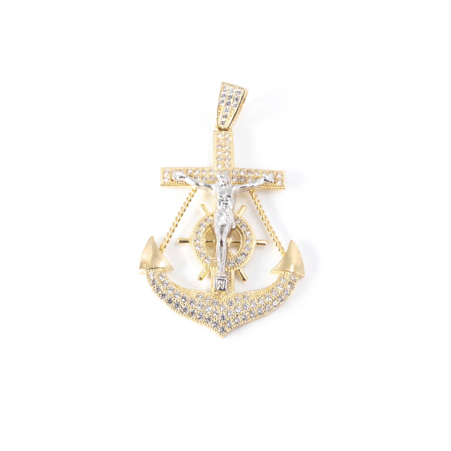 10k Gold Anchor Cross Pendant