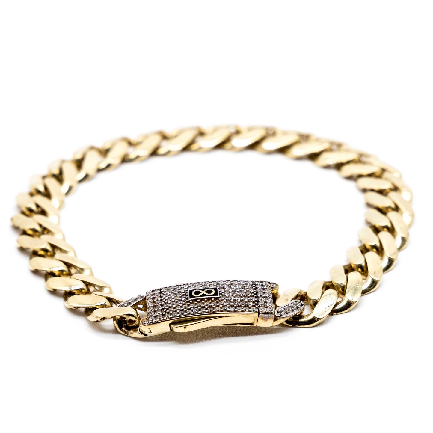 10K Monaco-Style Gold Bracelet with ZC Diamond Clasp