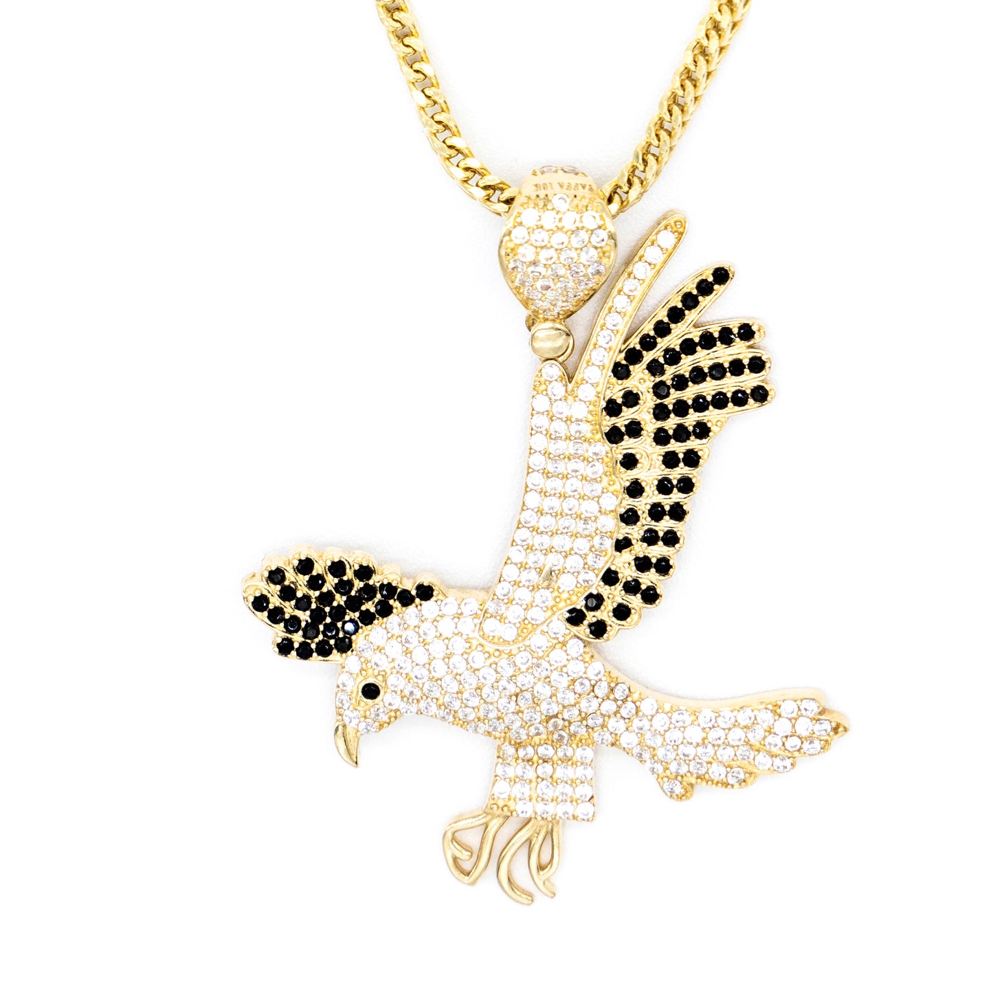 10K Gold Franco Chain 24 inch and eagle pendant with zc diamonds