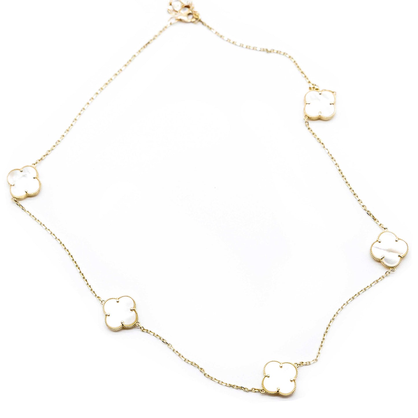 10K Gold 5 Fancy Clover Necklace VC style