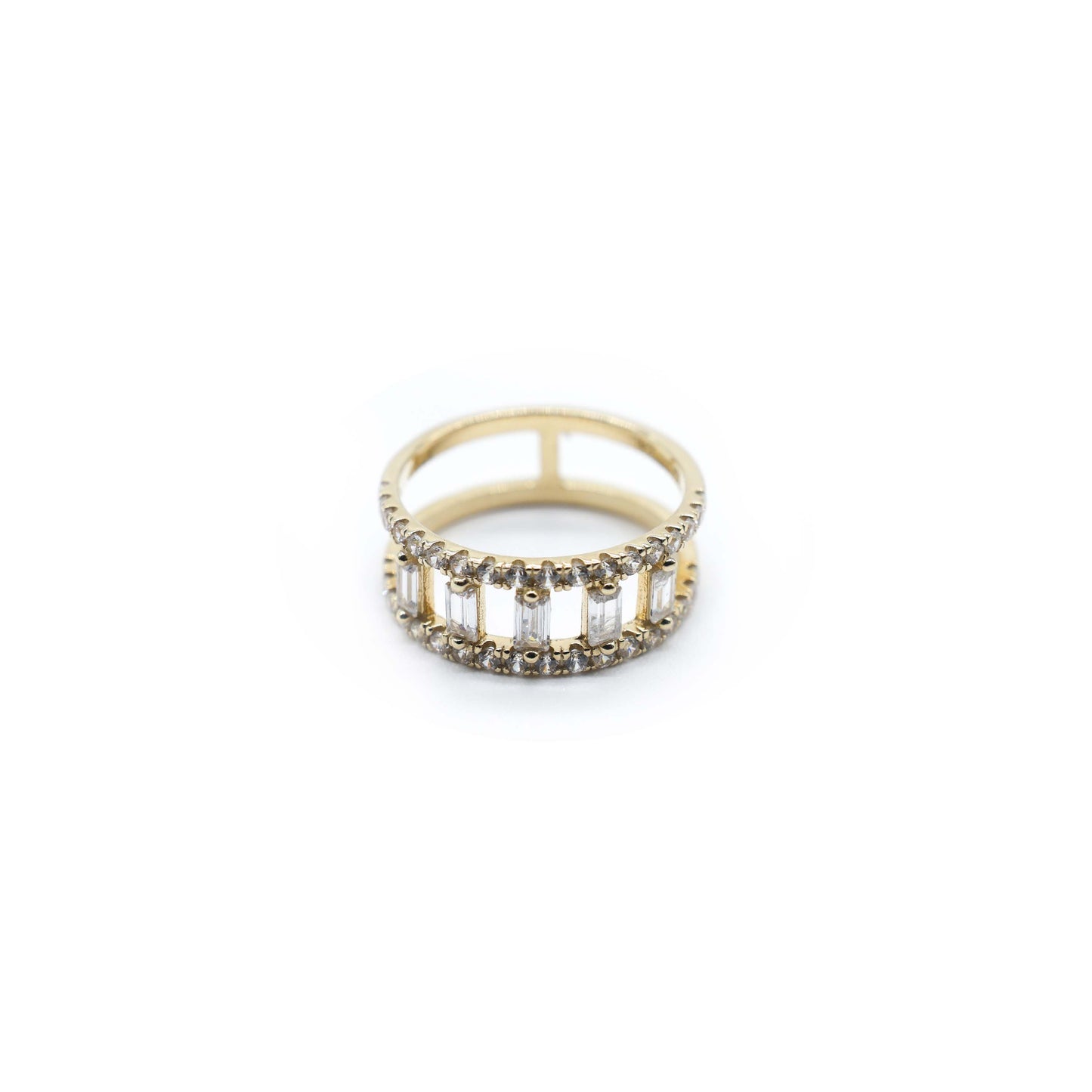 10K Gold Double Row Diamond Band Ring