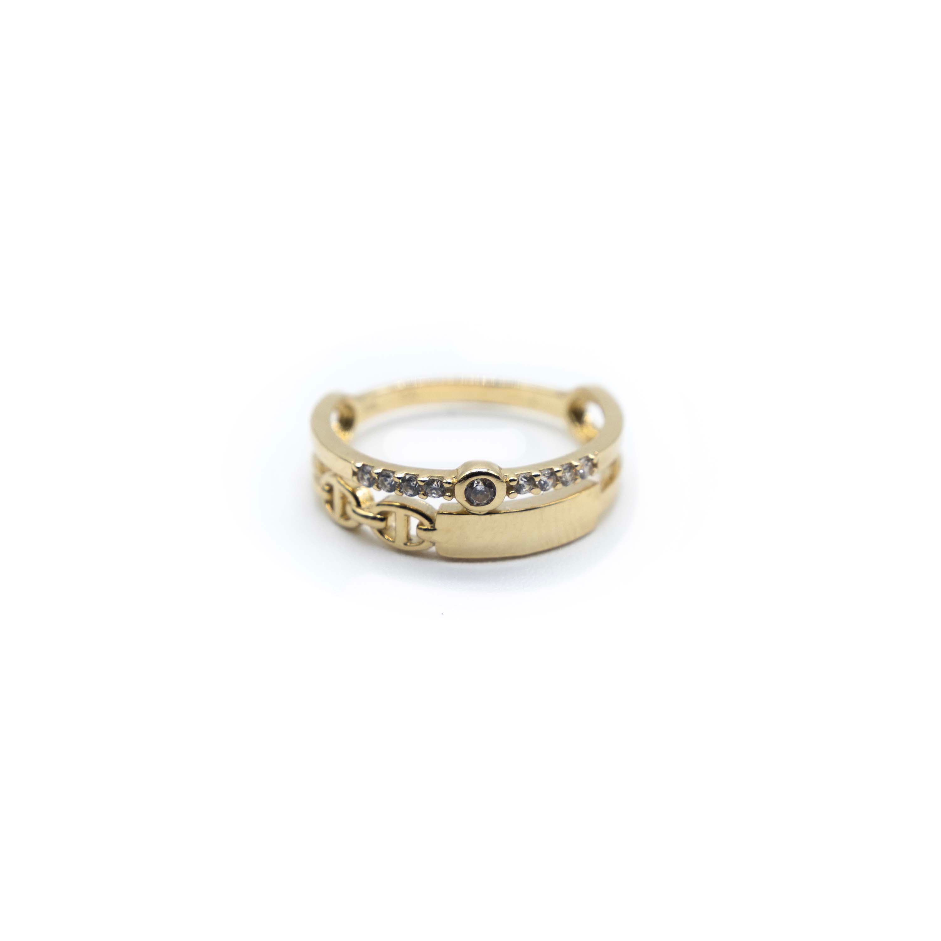 10K Gold Luxurious Band Ring with stones