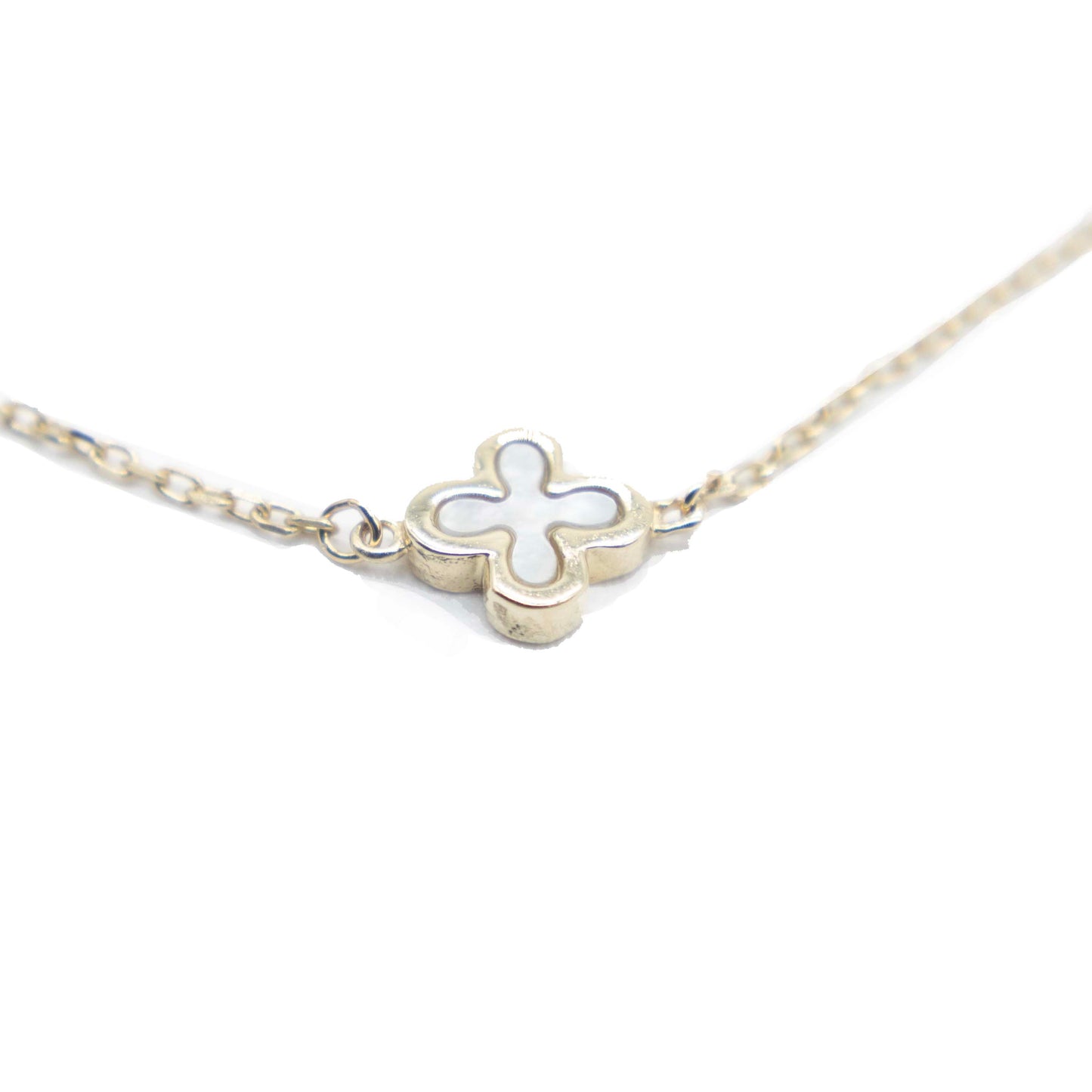 10K White butterfly and clover gold bracelet