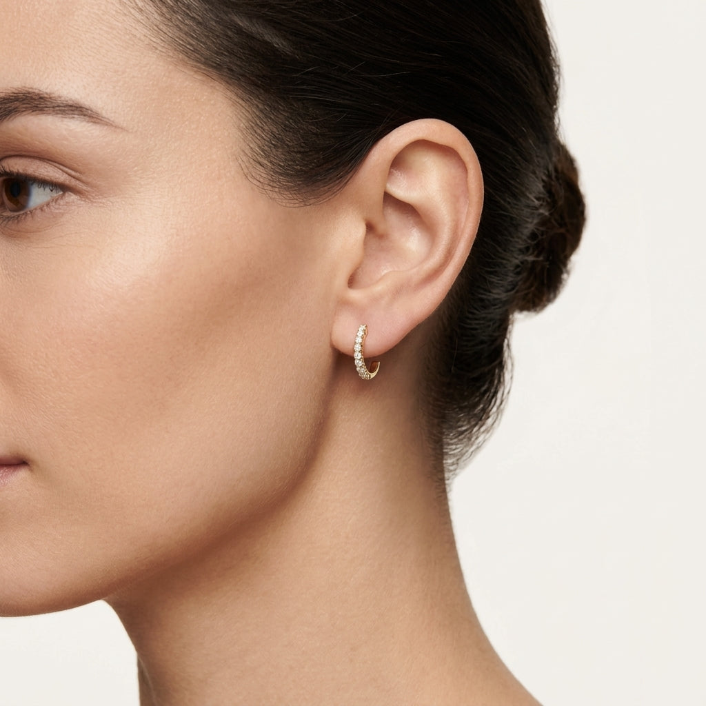 Refined Diamond Hoop Earring