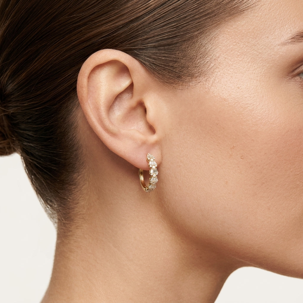 Tanzanite Baguette Hoop Earring