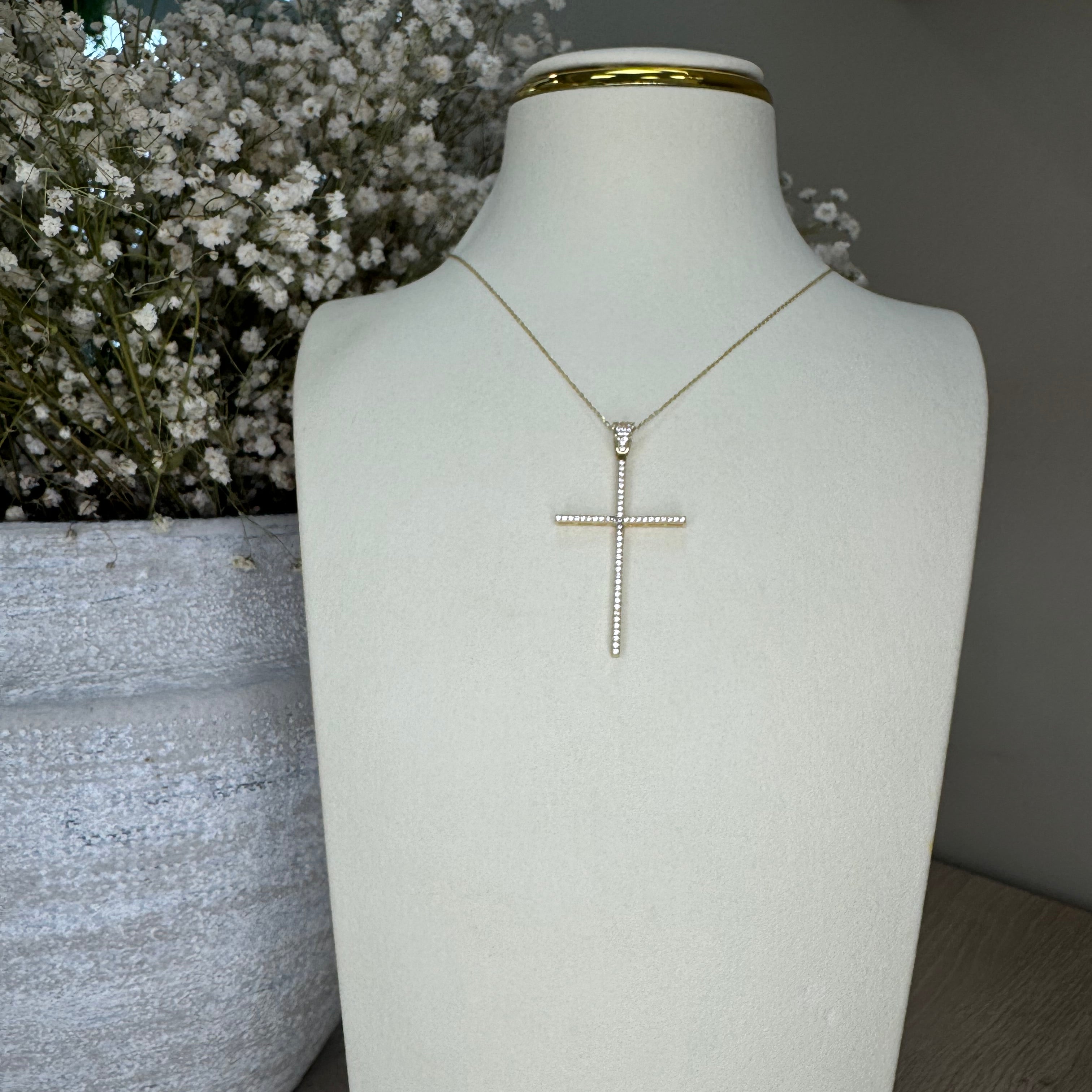 14k Gold chain with 10k cross pendant