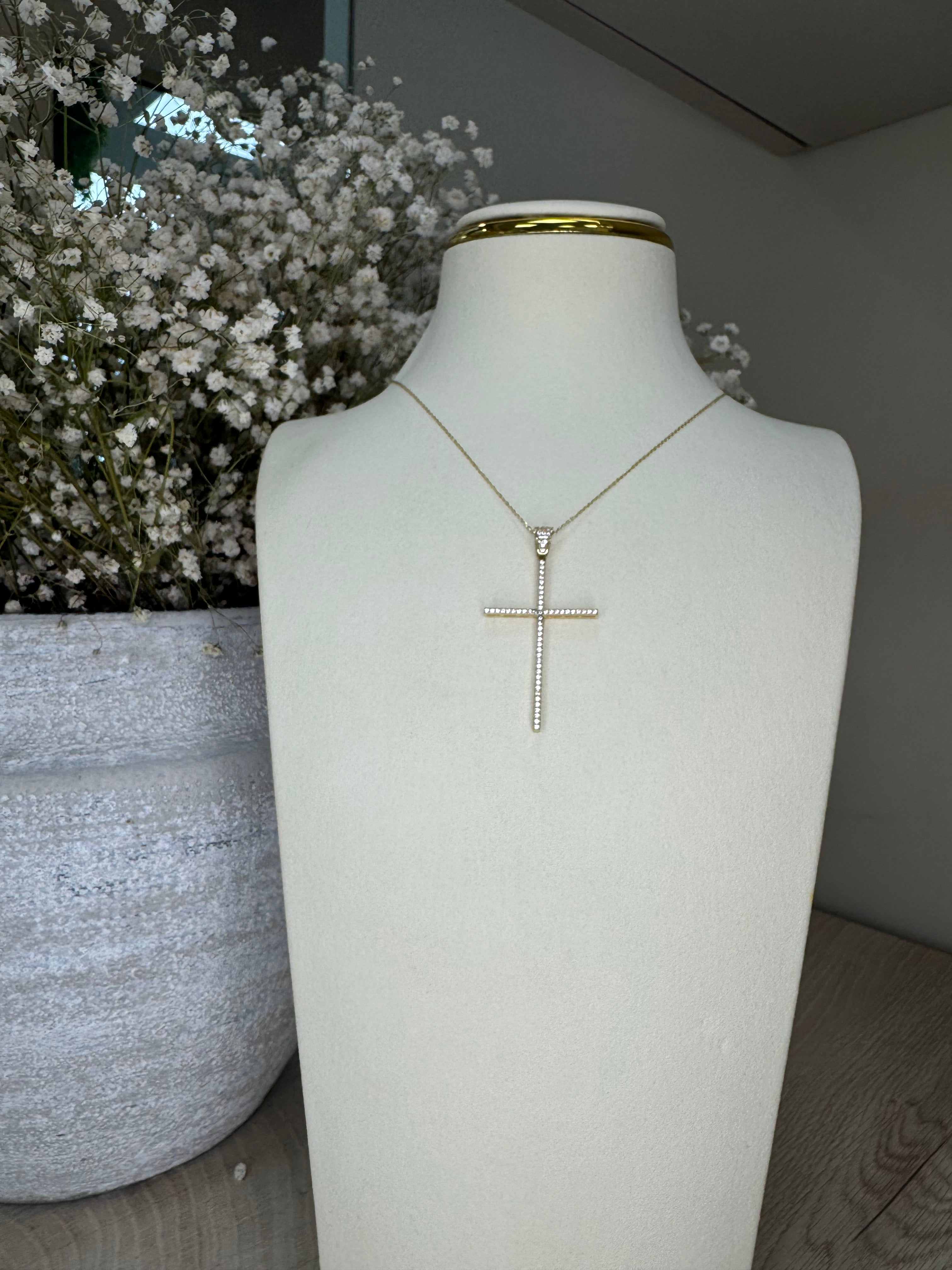14k Gold chain with 10k cross pendant