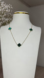 10K Gold 3 Green Clover Necklace