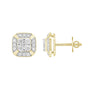 MEN'S EARRINGS 1CT ROUND DIAMOND 14K YELLOW GOLD