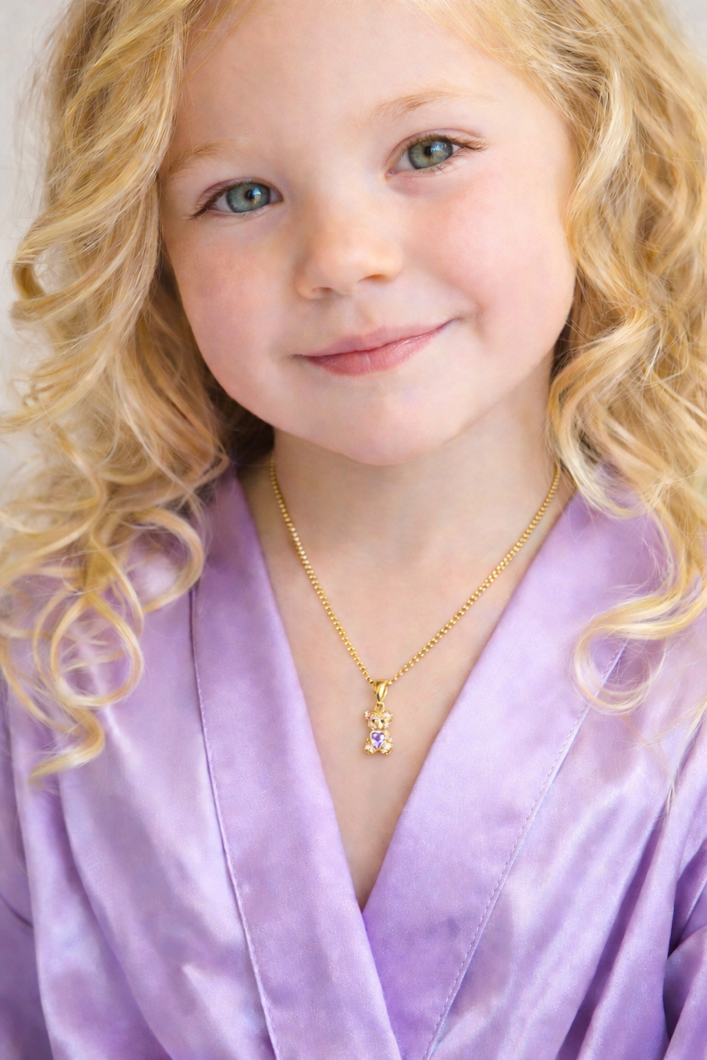 10K Gold Teddy Purple Heart necklace