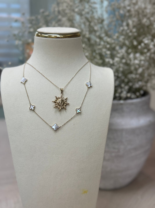 14k Set clover and sun